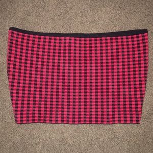 Red and Black checkered cropped tube top